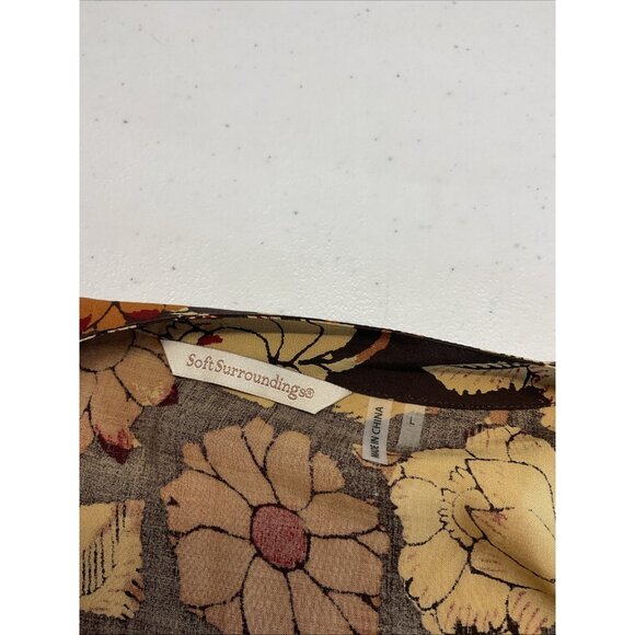 Soft Surroundings Brown Floral Autumn Cardi Long Duster Kimono LG topper jacket - Picture 3 of 7